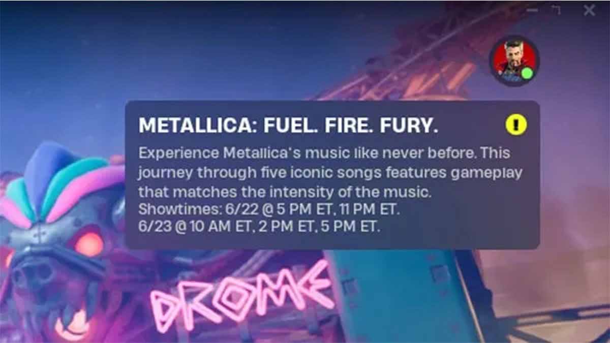 Время начала концерта Fortnite Metallica