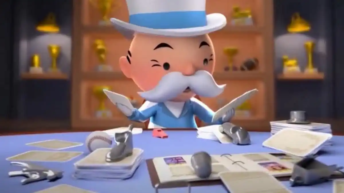 Mr. Monopoly looking at rewards in Monopoly GO