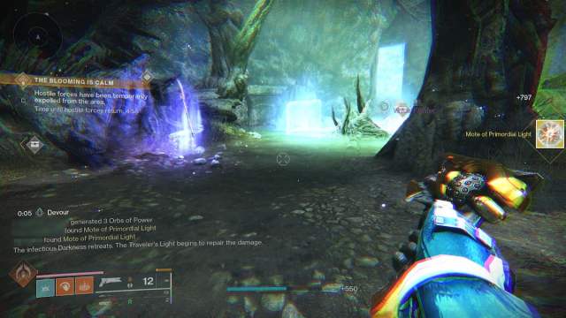 A guardian gets the Mote of Primordial Light after killing the Taken Servitor.