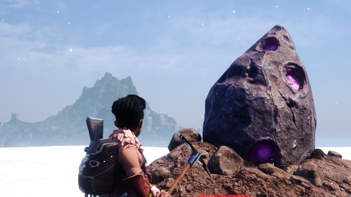 A player in Palworld stood alongside a Meteorite.