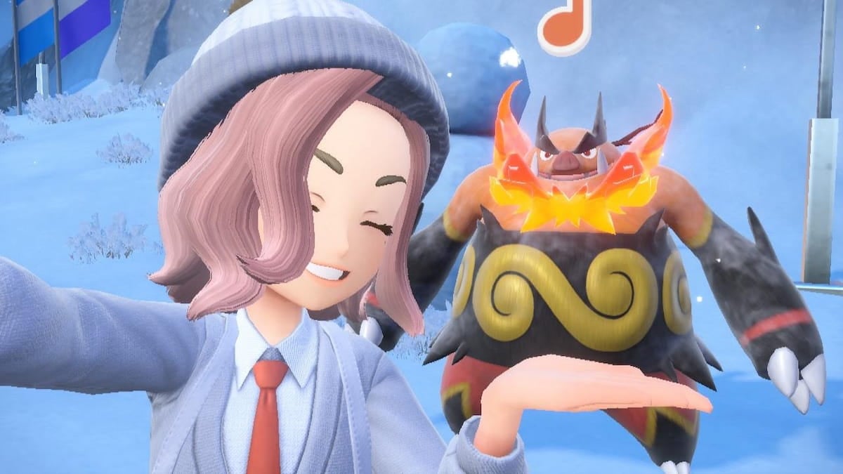 Selfie with Emboar in Pokémon Scarlet and Violet.