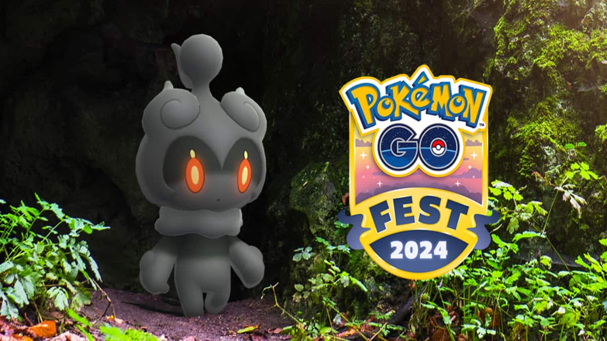 A promotional image for Pokémon Go Fest 2024 showing Marshadow