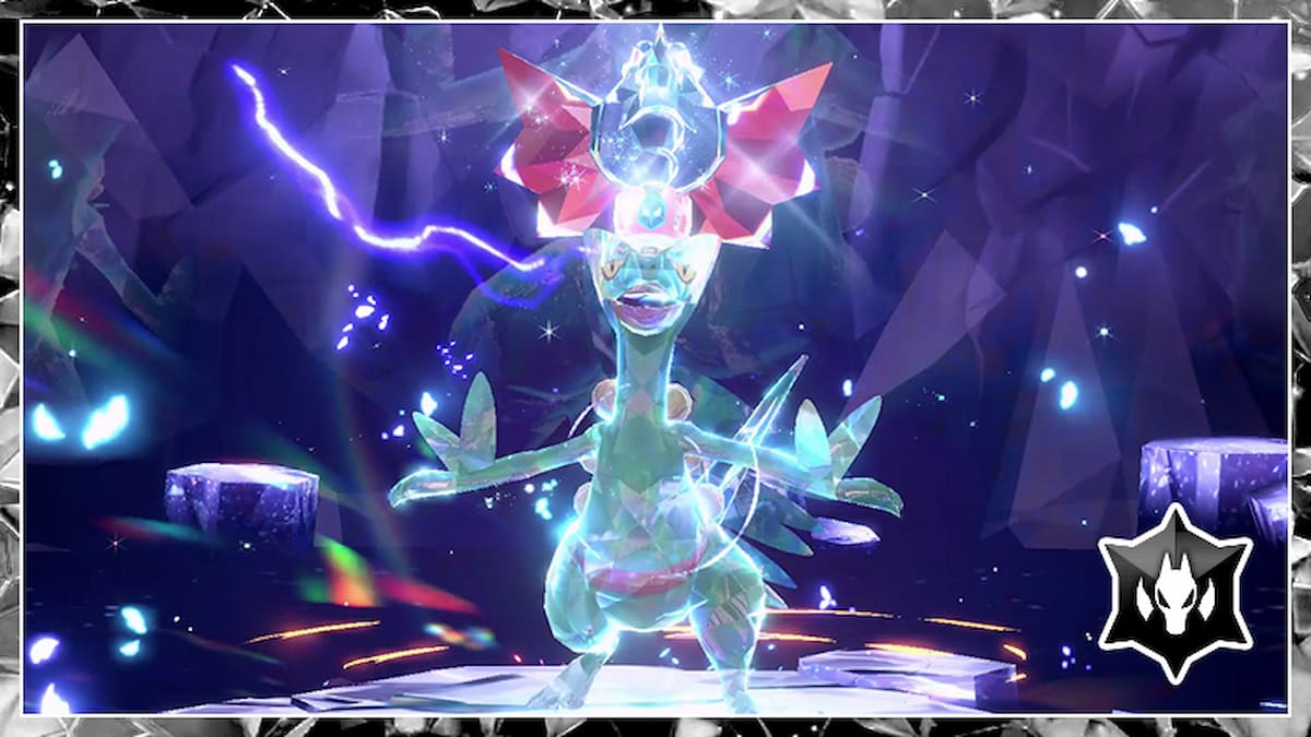 Sceptile with the Dragon Tera Type in Pokémon Scarlet and Violet.