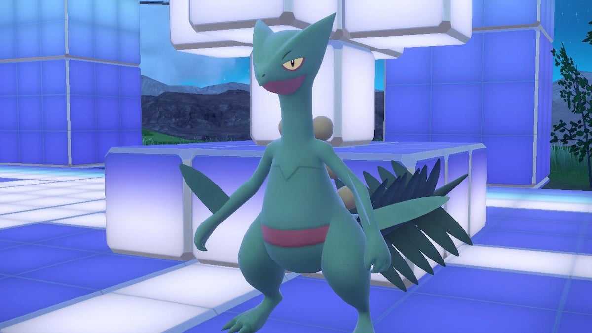 Sceptile standing in Pokémon Scarlet and Violet.