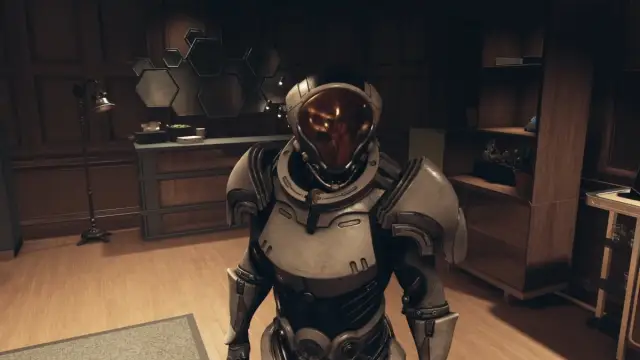 A player wearing the Starborn Gravis Suit in Starfield.