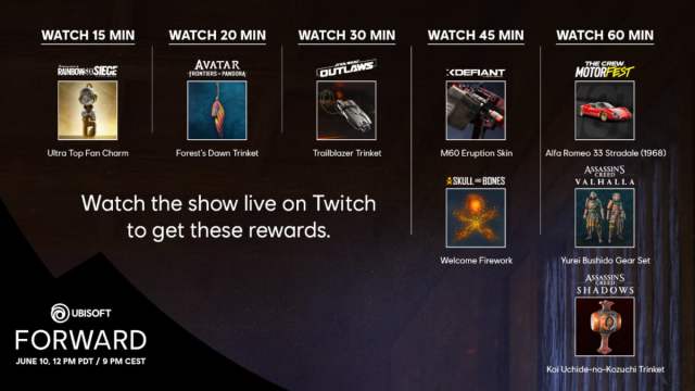 Promo artwork for Twitch Drops during Ubisoft Forward.