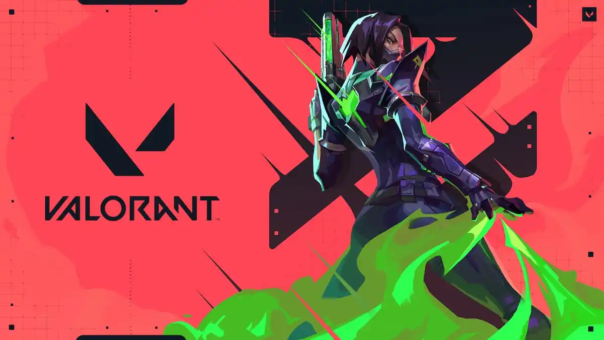 VALORANT console beta promo art showing an agent on a red background.