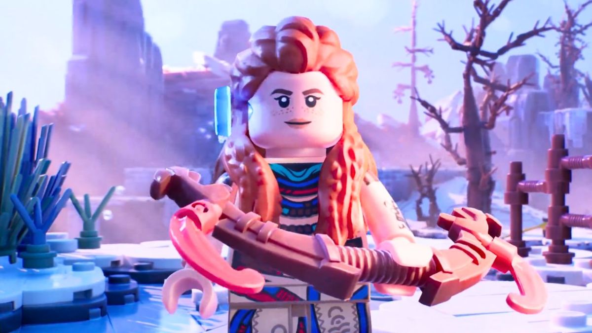 Aloy holding bow in lego horizon adventures