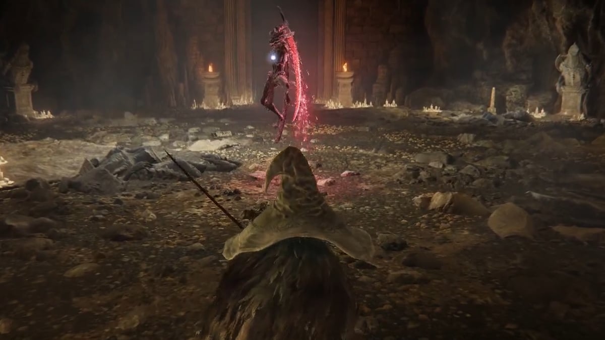 The Ancient Dragon Man using a Katana Slash in Shadow of the Erdtree.