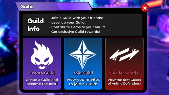 guild information in roblox anime defenders
