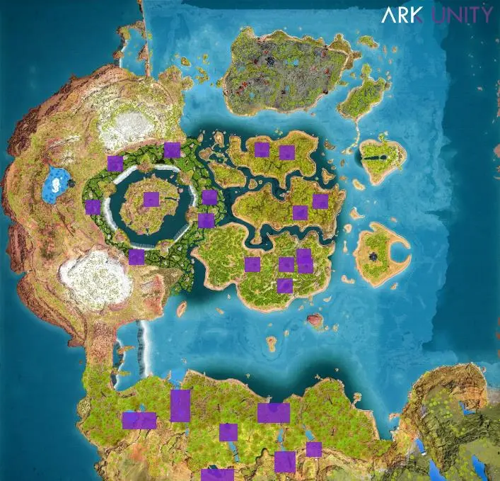 Beaver Dam spawn locations in the Ark Survival Ascended The Center map