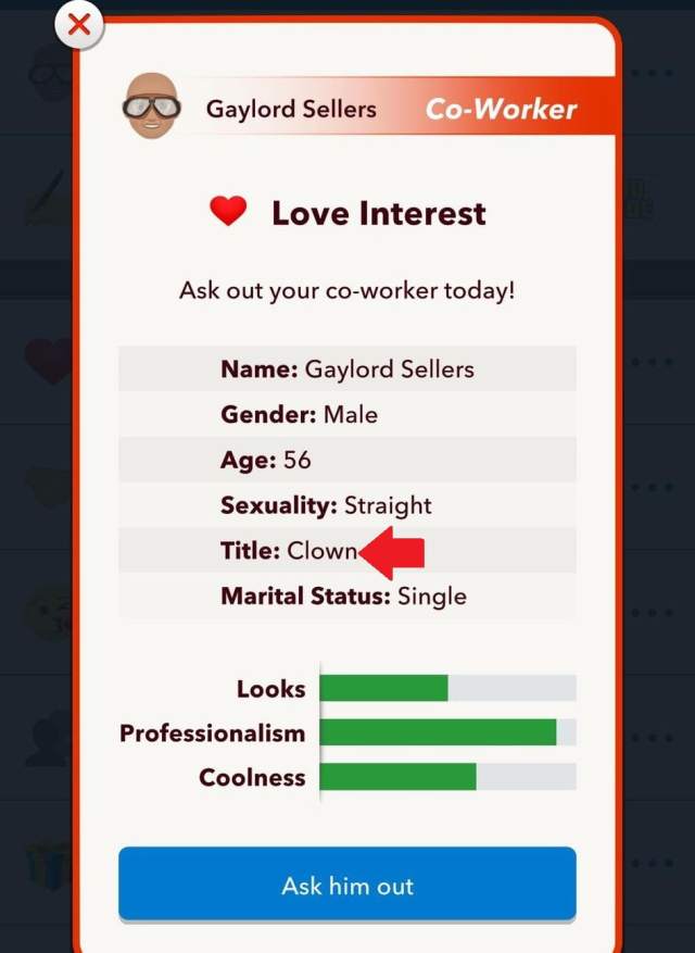 Dating a clown in BitLife.