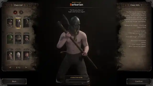 Overview of the Barbarian class in Dark and Darker.