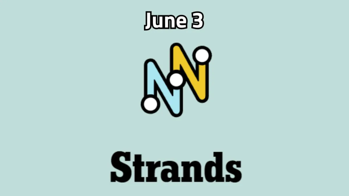 Image with the text 'Strands' in bold at the bottom, an interconnected blue and yellow 'N' logo with white dots above, and the date 'June 3' at the top.