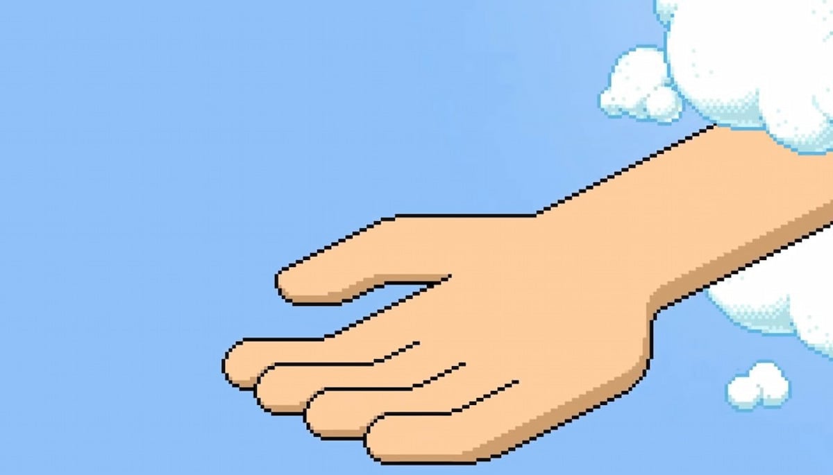 Habbo Hotel giant hand is coming out of the clouds
