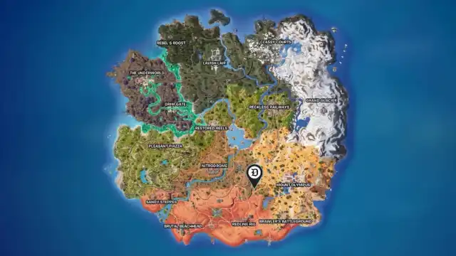 Cliff Houses location marked on a map in Fortnite.