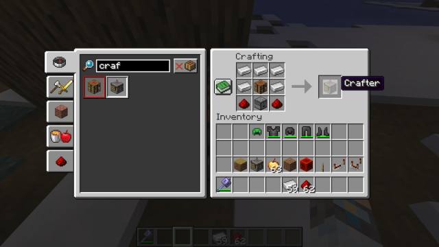 Crafting a crafter in Minecraft.