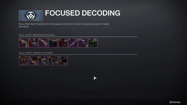 Pale Heart focused decoding in Destiny 2