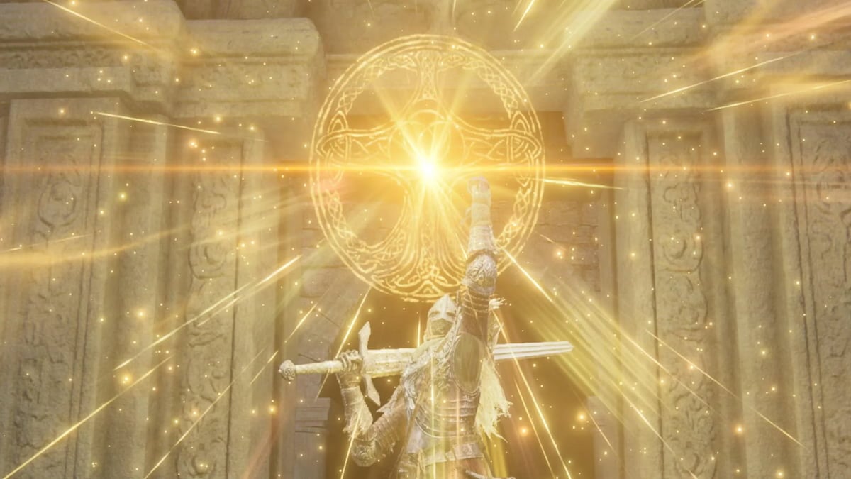 Elden Ring character casting the Golden Vow incantation