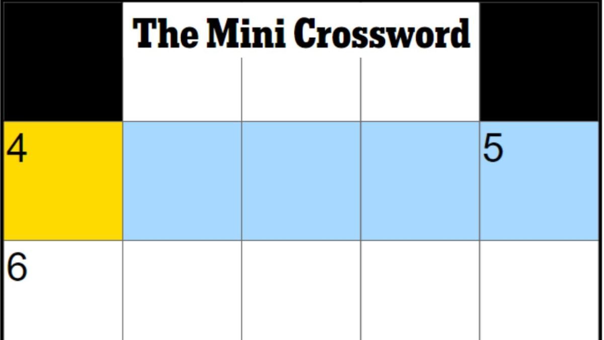 An empty NYT Mini Crossword puzzle with a highlight on the 4A clue.