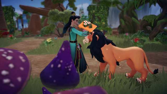 Giving Scar his daily delivery in Disney Dreamlight Valley.