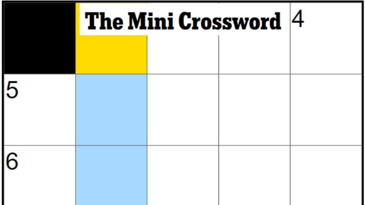 An empty mini crossword puzzle board with the 1D clue highlighted.