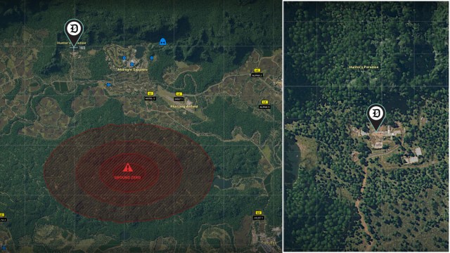 A screenshot of a map of Lamang in Gray Zone Warfare, with a quest marker pointing to the objective.