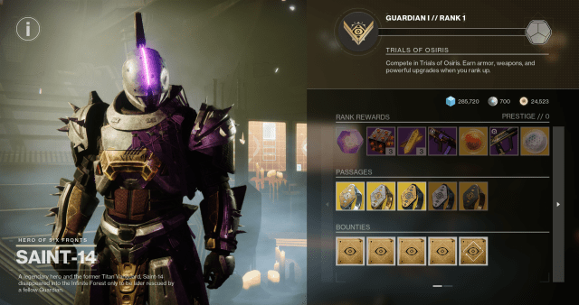 The Trials vendor Saint-14 and his weekly weapons.