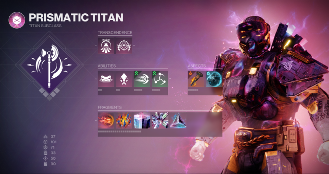 A screenshot of a Prismatic build for a Titan in Destiny 2.