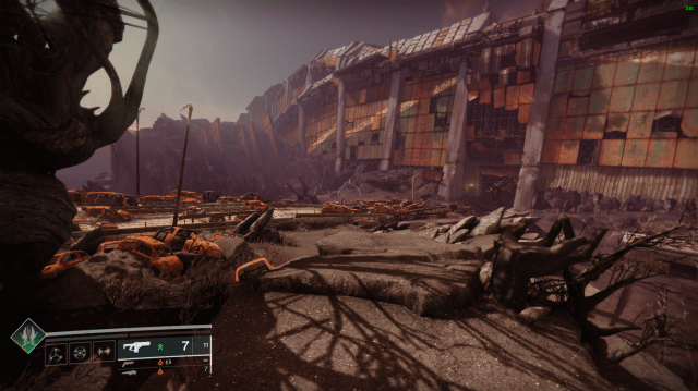 A road leading to the wall of the Cosmodrome in The Pale Heart of the Traveler in Destiny 2.