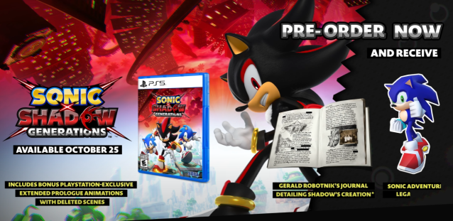 Sonic x Shadow Generations pre order includes two exclusive items.