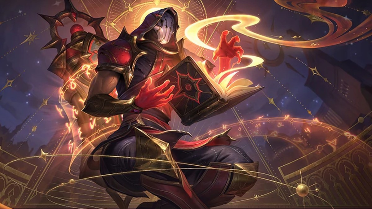 Arcana Ryze casts a spell out of a book in League of Legends