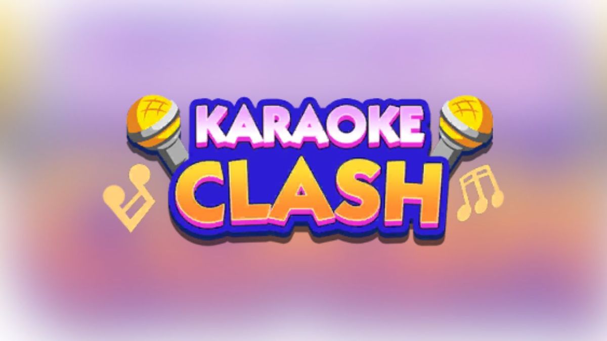 The Karaoke Clash logo on a pink and blue background