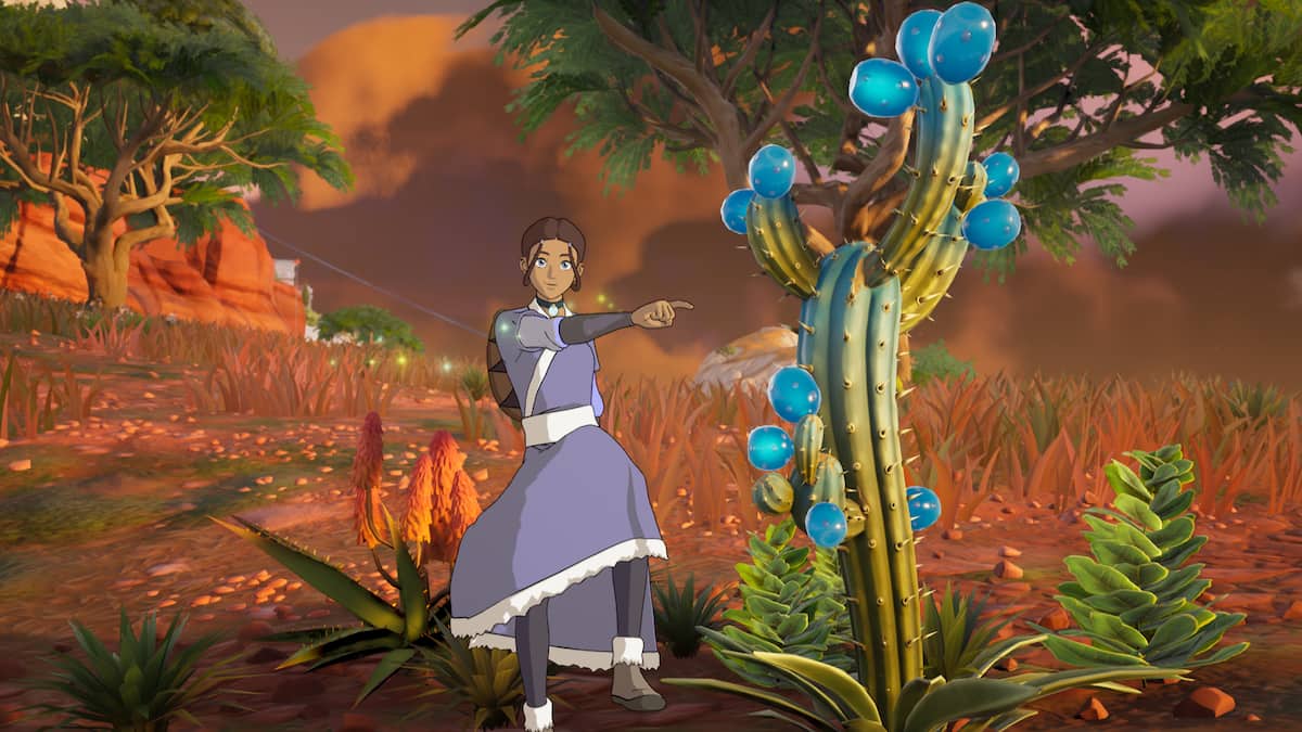 Katara standing by a Slurp Cactus in Fortnite.