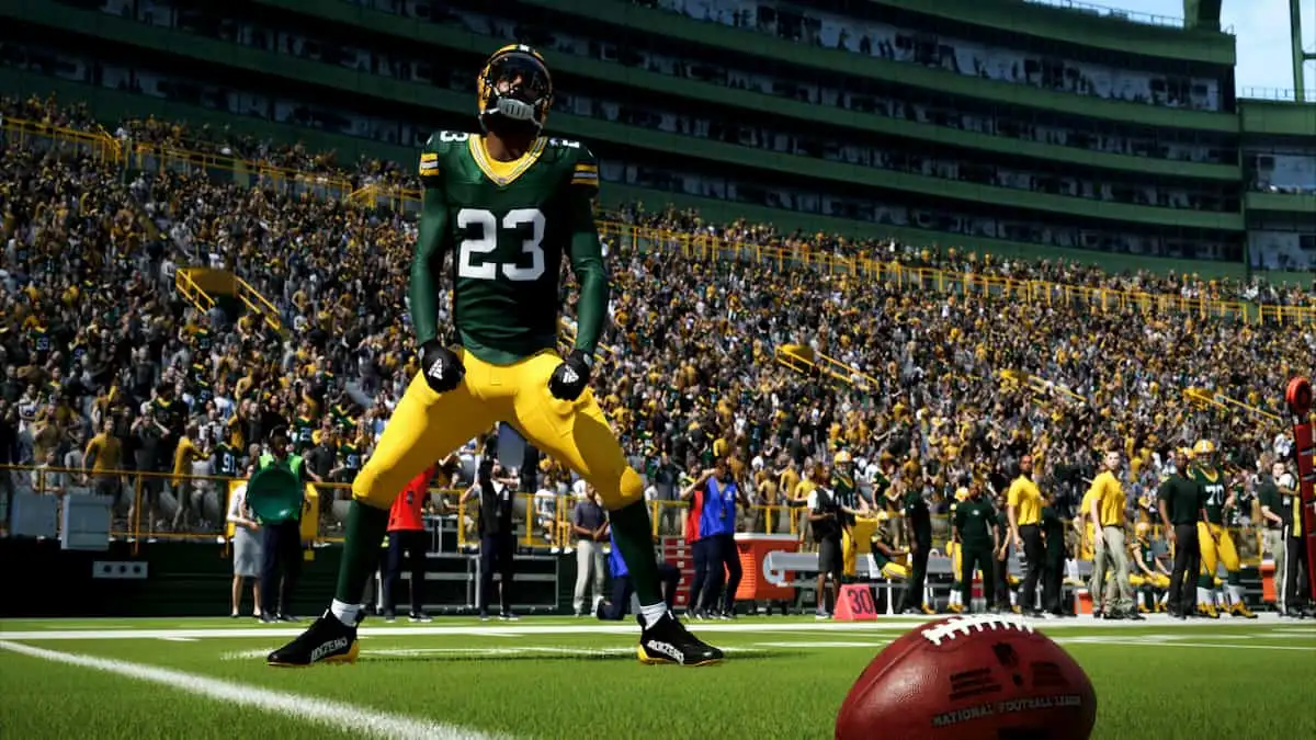 Jaire Alexander of the Green Bay Packers celebrates in Madden.