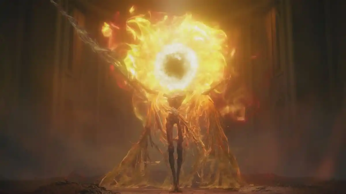 Midra transforming into the Lord of Frenzied Flame in Shadow of the Erdtree.