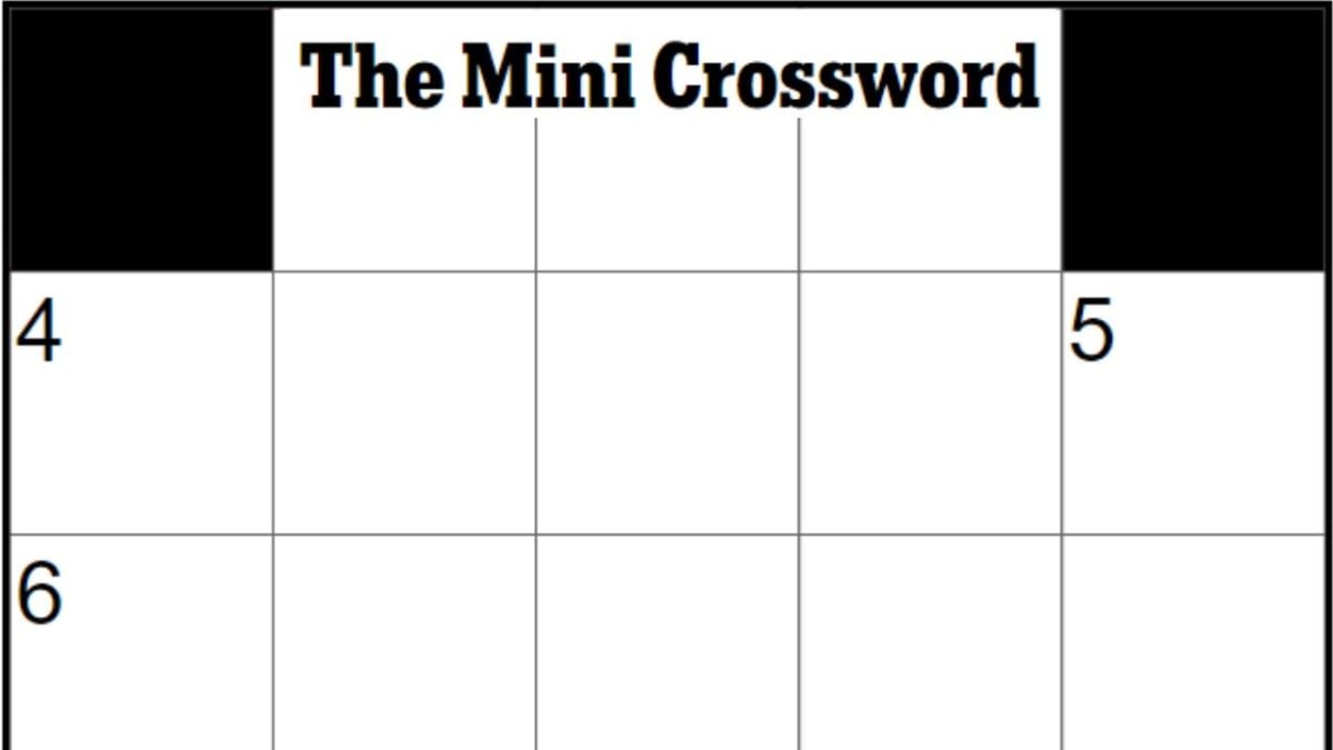 An empty NYT Mini Crossword puzzle with 'The Mini Crossword' written above it.