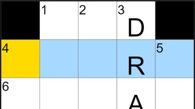 A partially filled NYT Mini Crossword board for June 24 with 'DRA' filling the start of 3D.