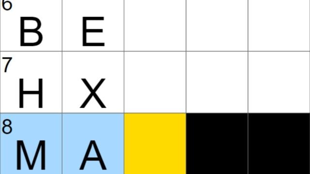The NYT Mini crossword puzzle showing an impossible solution