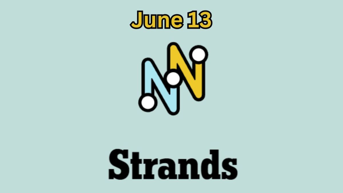 The NYT Strands logo with 'June 13' written above it in yellow.