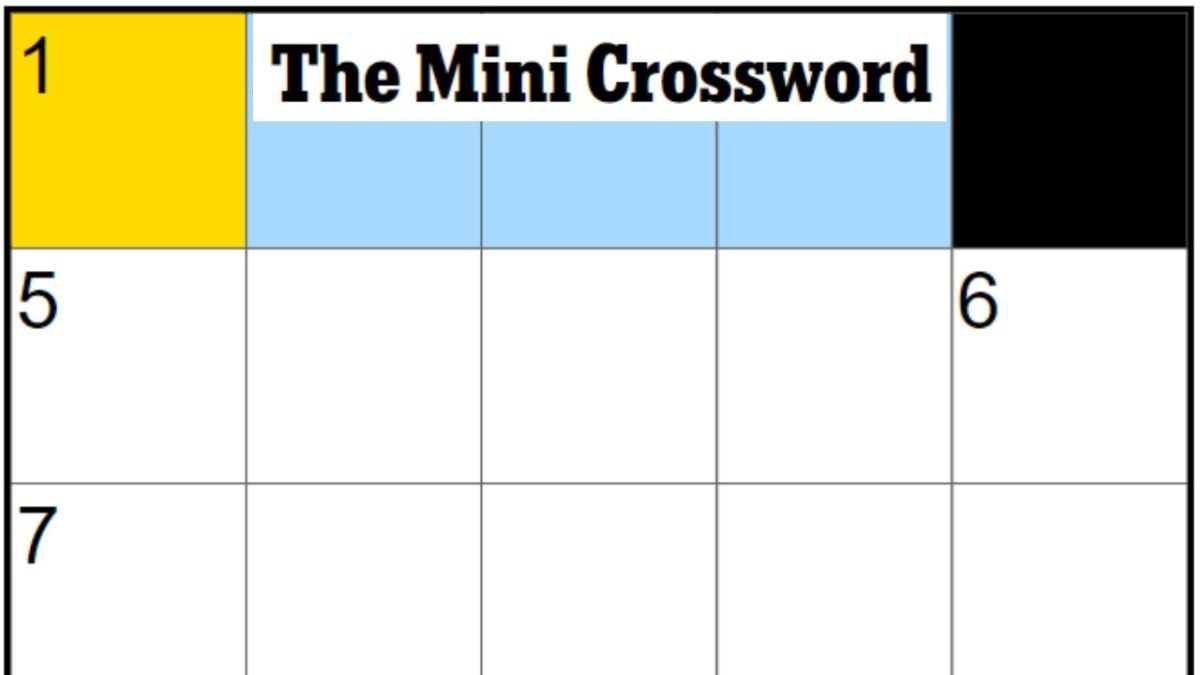 A blank NYT Mini Crossword with a highlight on the 1A clue.