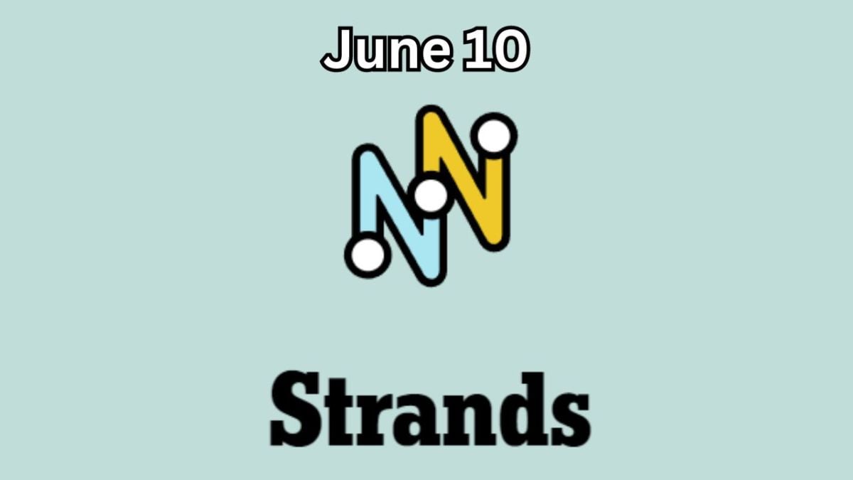 Image with the text 'Strands' in bold at the bottom, an interconnected blue and yellow 'N' logo with white dots above, and the date 'June 10' at the top.