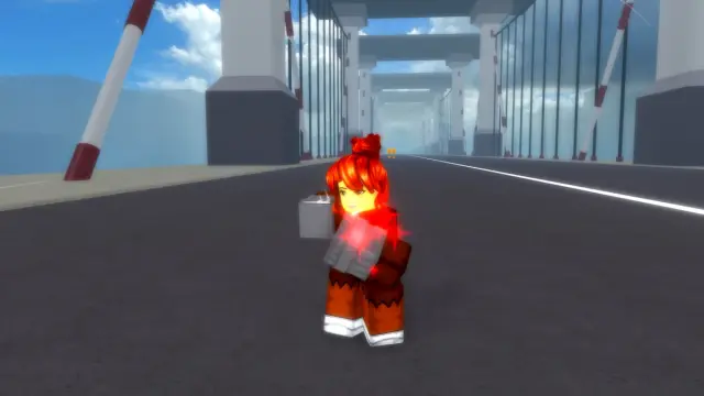 Punching on a bridge in RE XL in Roblox.