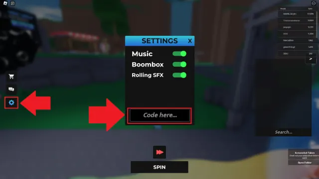 The process for redeeming codes in Adming RNG in Roblox explained.