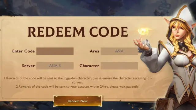 The code redemption page in Tarisland.
