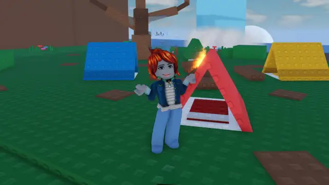 A Roblox character shrugging in Admin RNG.