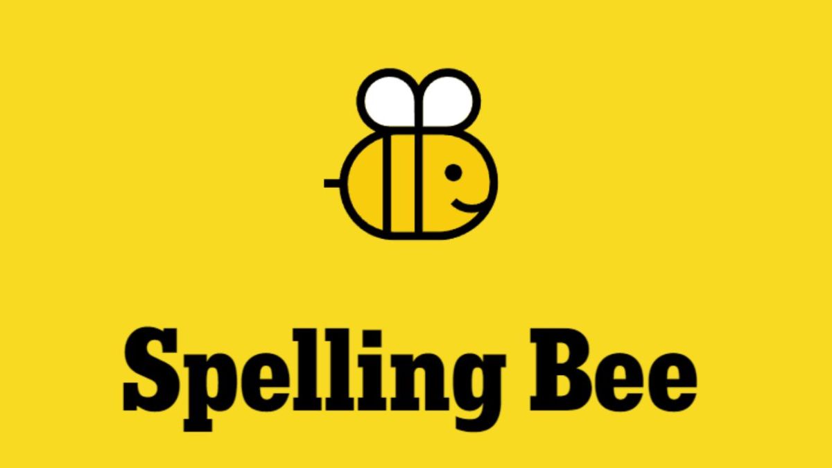 Image with a yellow background featuring a bee icon and the text 'Spelling Bee' in bold.