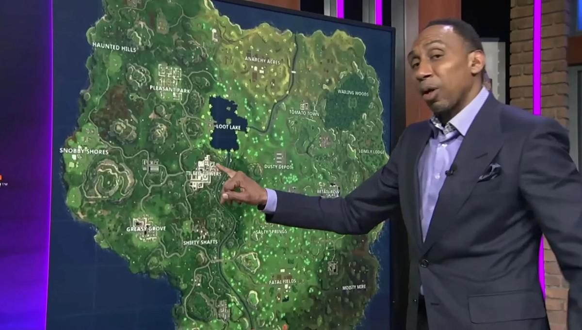 Stephen A. Smith talks about the Fortnite battle royale map on his internet show.