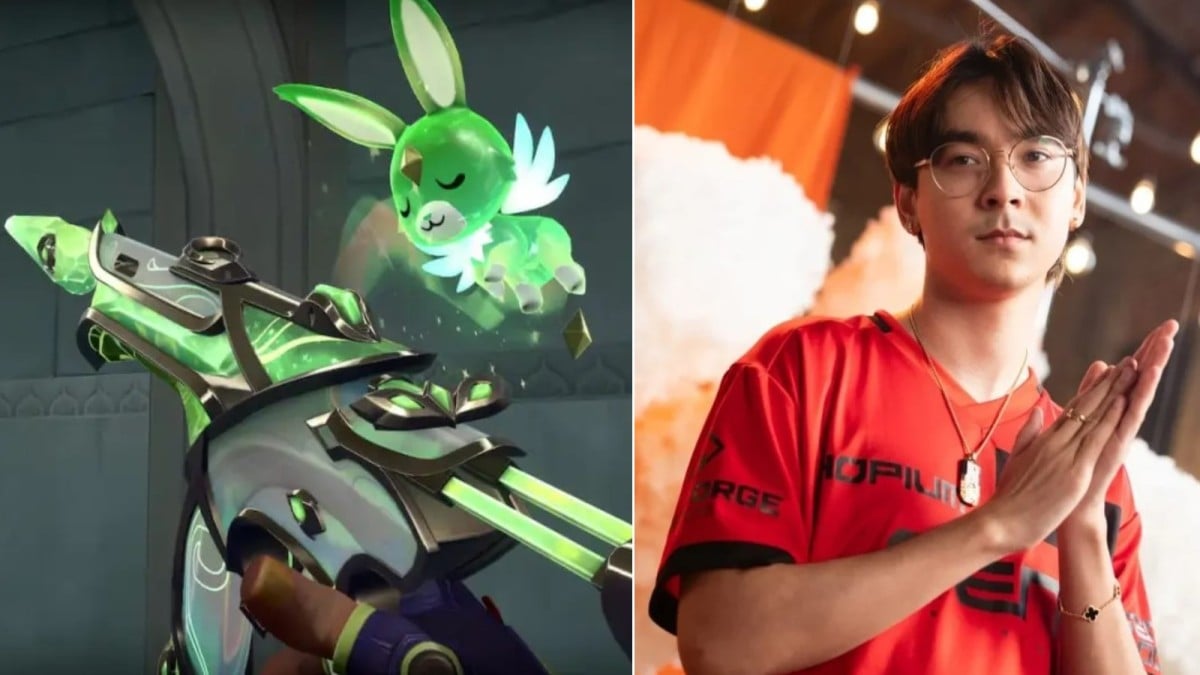 Evori Dreamwings Spectre skin in green variant on the left and TenZ in Sentinels jersey on the right