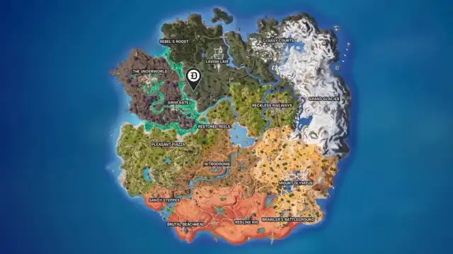 The Other Windmill location marked on a map in Fortnite.
